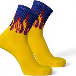 Socks Pack of 1 Cotton Orange Yellow Blue Red Flames Comfort for Men and Women-image-31