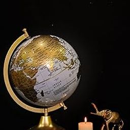 RIZIK STORE™ Educational World 10" Globe with Heavy Metal ARC and Base/Home Decor/Political Globe/Office Globes for Kids & Students (10" White gold)-picture-27