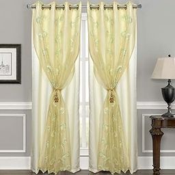 JVIN FAB 2 In 1 Cotton Floral Embroidered Grommet Curtains Window Curtain, Pooja Room/Living Room/Dining Hall/Hotel/Bedroom/Kid Room/Kitchen Green, 7 Ft, Set Of 2-image-3
