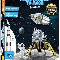 Imagimake Man's Journey to Moon | Mission Apollo 11 | Rocket & Satellite Model Making Set | 3D Puzzle Toy for Kids | Astronaut & Space Kit | Birthday Gift for Girls & Boys Ages 8,9,10,11,12,13-11