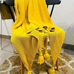 Super Soft & Breathable, Classy Throw Suitable for Home Couch Sofa Bed Decor/Skin Friendly/All Season Throw (Color-Yellow) TC - 200-image-67
