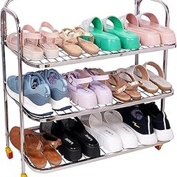LOGENTA Stainless Steel Adjustable Multipurpose Shoe Rack Organizer Stand 3 Shelfs for Home & Office Utility Rack | Footwear Stand Floor Standing (24 X 30 Inch) Wt-4.0kg-image-35