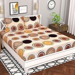 BSB HOME Microfiber 144 TC Aspire 2.O Collections Soft Breathable Wrinklefree Cricle Printed Double Bedsheets with 2 Regular Size Pillow Covers, Color- Almonds and Maroon-image-16
