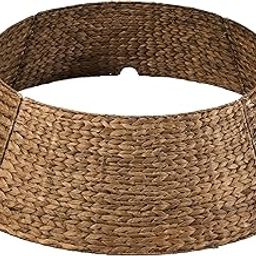Best Choice Products 24in Christmas Tree Collar, Woven Hyacinth 3-Piece Holiday Rattan Tree Skirt Accessory for Home w/Cord Cut-Out - Chestnut-11