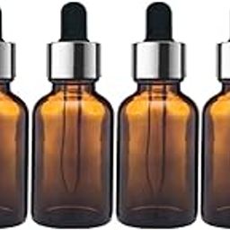 PHARCOS Amber Glass Bottle with Euro Dropper for DIY Beauty care with Silver ring, Black Silicone Teat and Plug, Leak Proof, Reusable, Refillable. 15ML - Pack of 6-19