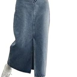 Long Denim Skirt for Women With Fancy Slit - 1010-image-98