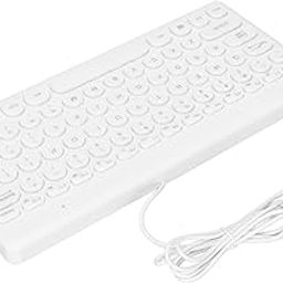 USB Keyboard, Ergonomic Design Mini Keyboard High Stability Round keycaps 78 Wired Keys for Home for Travel Office White-image-54