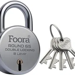 Foora Round 65mm Lock with 5 Keys | Heavy Duty Padlock for Home, Gates, Cabinets & Office Security-picture-0