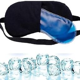 Cooling Gel Sleep Eye Mask with Elastic Strap, Eye Gel For Dark Circles Eye Patches for Women and Men, Black and Blue-image-2