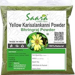 Saara HERBAL FRESH Yellow Karisalankanni Powder, 100g, Bhringaraj Powder, False Daisy Powder, Kayonni, Kesaraja, Bhangara For Hair care (pack of 2 X 50g)-image-14