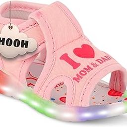 HOOH Kids Lighted Sandals with LED Lights, Waterproof, Soft Cotton Insole, Canvas Upper, Summer Flip-Flops for Toddlers, Boys and Girls-image-71