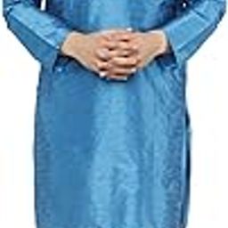 Men's Dupion Silk Embroidered Kurta Pajama Mandarin Collar Ethnic Motifs Festive Party Dress-image-14