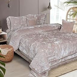 Petals Dreams 6 Piece Bedding Set | Heavy Embroidery Wedding Blanket Set (Martini)-image-37