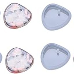 FirstTry Poppy Pendant Mold I Multi Design Shape with Hanging Hole Silicone Epoxy Mould I for DIY Homemade Resin Soap Clay Art Craft Jewelry Keychain Charm Necklace Earring Making - 4 Pcs (Heart)-picture-20
