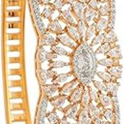 Fashion Jewellery White Rodium-Gold Polished Zircon Kada With Locking System |Best For Gifting, Bride, Bridemaids & Special Occasion | Zircon Kada For Women - 427456-image-64