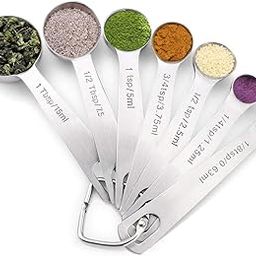 Homepixi Premium Stainless Steel Measuring Spoon Set (Set of 7), Premium Heavy Duty Metal Stainless Steel Measuring Spoons Set for Cooking and Baking-2