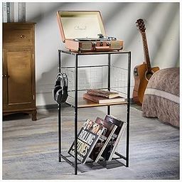 INDIDECOR 61868 Record Player Stand, Turntable Stand with 3-Tier Vinyl Record Storage, Record Stand Up to 200 Albums, Record Player Table for Record Storage, Record Holder for Living Room.-image-92