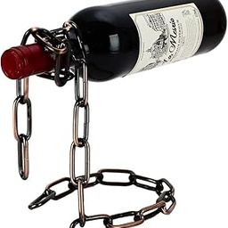 Craft Capital Suspending Chain Wine Rack Holder, Countertop Free Standing Metal Wine Rack Novelty for Gift Kitchen Home Decoration Modern Design Wine Gifts Tabletop Wine Bottle Holder (Bronze)-image-23