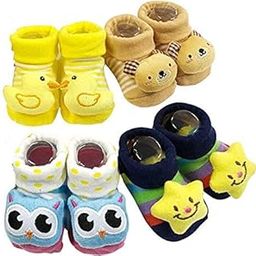 Baby Boy's and Baby Girl's Cute Cotton Ankle Length Socks - Pack of 4 (0-3 Months , Multicolour)-image-90