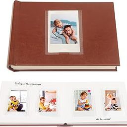 Veicevol Photo Album with Writing Space for Fujifilm Instax Mini 12 11 9 40 90 8 7 Evo Liplay Instant Camera, 64 Pockets Photo Album for Polaroid, Leather Cover Handmade Paper 2x3 Photo Album（Brown）-picture-32