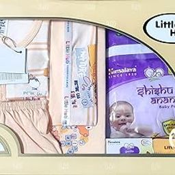 KIDSDELIGHT® Little Hub Cotton Clothing Gift Set for Newborn Baby – 7 Piece Set With Diaper | Soft & Breathable | Ideal Baby Shower Gift | Unisex Regular Infant Apparel (Light Orange, Set of 7 With Diaper)-image-89