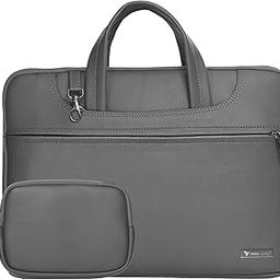 Vaku Luxos® DA Italiano 14 Inch Laptop Bag Leather Collection Messenger Organizer Shoulder Sling Office Bag for Men & Women for Laptop and up to MacBook 15" (Grey)-image-15