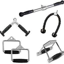 FSENTERPRISES Gym Cable Attachments Handle Pressdown Machine Exercise Triceps' Bar Combo 6PCs Weightlifting Set-image-19