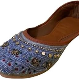 Embellished Punjabi Jutti, Multicolour Beads and Sequins, Brown Leather-image-24
