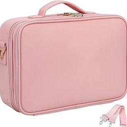 LACOPINE Solid 28 Cms Nylon Cosmetic Pouch (18 Inch (2 Layer)_Travel Makeup Case_Baby Pink)-image-45