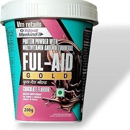 Ful-Aid Gold Protein Powder with Multivitamin and Multimineral, Chocolate Flavour, 200g-image-61