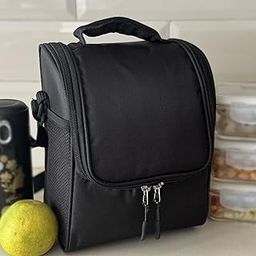 HAMELIN Lunch Bag for Office Men, Women | Stylish Tiffin Bag | Lunch Bag for Work, School, Picnic and Travel | Portable Lunch Box Bag | Leakproof Tiffin Box Bag with Adjustable Straps-Black-picture-29