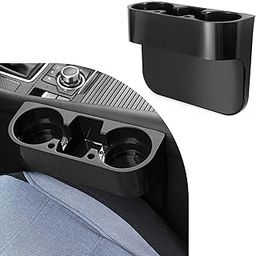 Augeny Car Cup Holder, Multifunctional Portable Center Console Armrest Storage Box Cup Holders, Vehicle Seat Gap Organizer for Mug Bottle Cell Phones Keys Coffee Coasters Cards (Black)-image-23