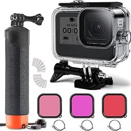 FitStill 60M/196FT Underwater Waterproof Case with Dive Filters Compatible for Go Pro Hero 8 Black,Monopod Floating Hand Grip Dive for Hero8 Action Camera Accessory Kit-image-72