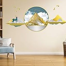 Merical 3D Mountains| Size 47 X 111Cms | Wall Stickers for Home, Hall, Bedroom, Kitchen and Living Room-95