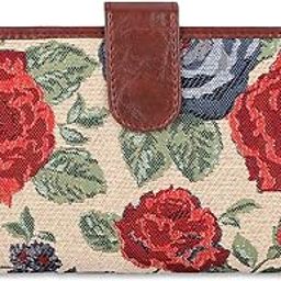 Voyage Vault Series Tapestry Fabric & Faux Leather Unisex Dual Passport Wallet Travel Document & Cash Organizer with Multiple Card Holder Slots & Button Flap Closure (Red-Floral)-image-81