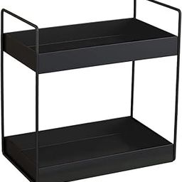 CR18 COLLECTION Big Size MULTIPUPOSE 2-Tier Standing Rack, Bathroom Countertop Storage Shelf Cosmetic Organizer Holder Kitchen Spice Rack, Black, Metal-picture-1