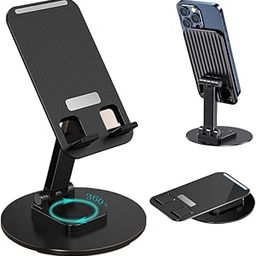 FAYBY Universal Phone Holder Stand | Foldable Desktop Phone Stand | Portable 360 Rotating Smart Handphone Stand Dock Holder Height Adjustable for Smartphone (1 Psc_Black)-image-95