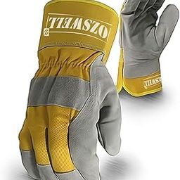 OZSWELL Rigger Canadian Split Leather Gloves Heat Cut Wear Tear Resistant Machines Welding Heavy Duty Industrial Cotton Comfort Fit Safety Gloves, Pack Of 1-picture-20