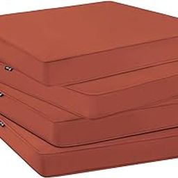 Favoyard Outdoor Chair Cushions 17"W x 16"D x 2"T Set of 4 Patio Chairs Cushions 3-Year Fade Resistant & Waterproof Cushions for Outdoor Furniture with Hidden Zipper, Attach Straps for Dining Chairs-image-79