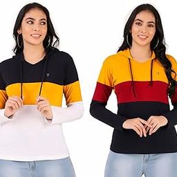 Women's Slim Fit Full Sleeve Cotton Hoodie T-Shirt (Combo Pack of 2)-image-48