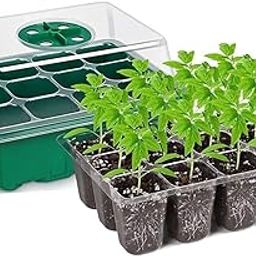 JERN® Seed Starter Tray Seedling Starter Kits, Plant Starter Kit with Humidity Domes and Base Indoor Greenhouse Mini Propagator Station for Seeds Growing Starting (12 Cells per Tray) (Pack of 1)-4