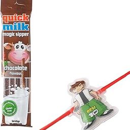 Quick Milk Magic Sipper Straw with Premium Ben 10 Rakhi | Rakhi Gift For Brother |Magic Sipper Straw | 66-25