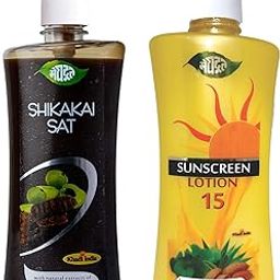 Meghdoot Ayurvedic Herbal Sunscreen lotion for Sunburn Protection and Herbal Shikakai Shampoo For Hair Growth, Hair Fall Control, Dandruff Control,Head Lice Treatment, 500ml Each (Pack of 2)-image-51