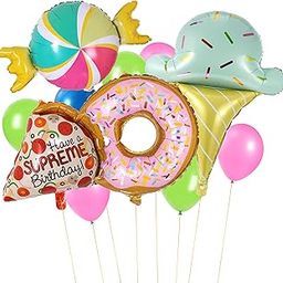 GRAND SHOP Ice Cream Candy Doughnut Pizza and Mix of Pastel Balloons Set of 34 Pieces, Softy Cany Theme Balloons Birthday Decoration-image-27