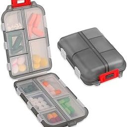 Kelvinza Pill Medicine Organizer Storage Box with 10 Compartments - Moisture Proof, Made of Food Grade Cereal Fiber, BPA free Wheat Straw Material, Ideal for Travel, Pocket, Purse, Daily Pill Case, Portable Medicine Vitamin Holder Container - 2 Pcs (Black)-image-25