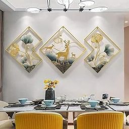 Z M Metal Wall Art Wall Sculpture Wall Hanging Showpiece Perfect For Home Decor, Hotel (DEAR) Set of 3-image-21