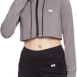 Women's Comfort Fit Activewear Sports Crop Hoodie in Grey-image-16