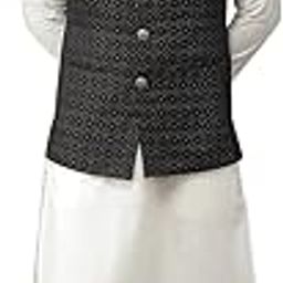 Black Regular Fit Self Pattern Nehru Jacket-picture-16
