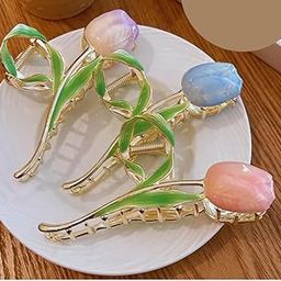 AVORABLE TRADERS Tulip Hair Claw Clip, 3PCS Cute Metal Flower Clip Non Slip Hair Clamp Claws Combo Hair accessories for Women Girls(Multicolor) (Pack Of 3)-image-76