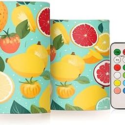 Lemon Orange Fruit Flameless Candles, Flickering LED Candles Battery Operated Color Changing with Remote Timer for Party Wedding Decoration-image-23
